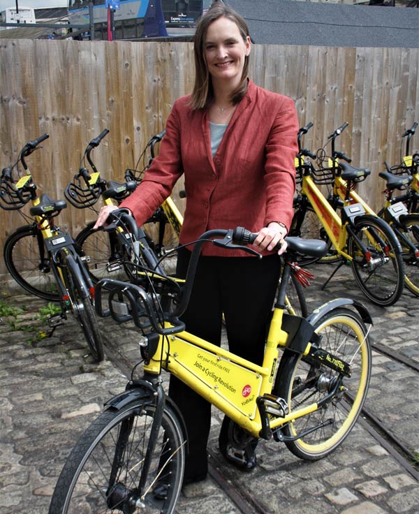 Angela Terry with an electric bike